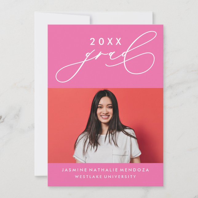 BOLD WHIMSICAL CALLIGRAPHY GRADUATION INVITATION (Front)