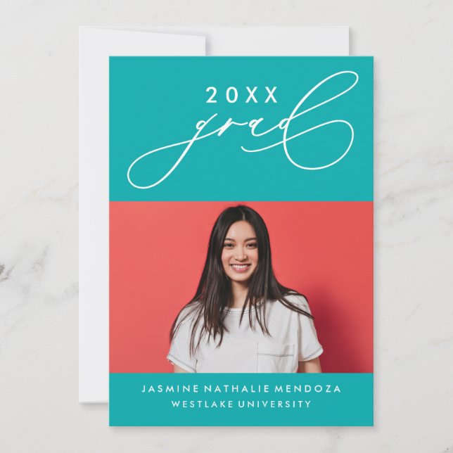 BOLD WHIMSICAL CALLIGRAPHY GRADUATION INVITATION (Front)