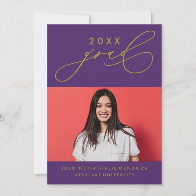 BOLD WHIMSICAL CALLIGRAPHY GRADUATION INVITATION (Front)