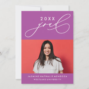 BOLD WHIMSICAL CALLIGRAPHY GRADUATION INVITATION