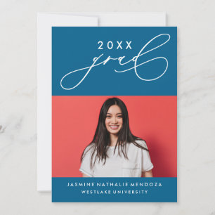 BOLD WHIMSICAL CALLIGRAPHY GRADUATION INVITATION