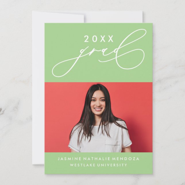 BOLD WHIMSICAL CALLIGRAPHY GRADUATION INVITATION (Front)