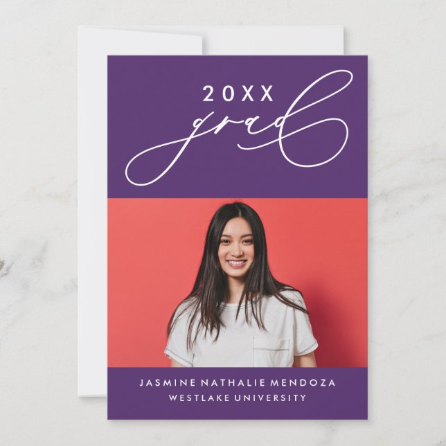 BOLD WHIMSICAL CALLIGRAPHY GRADUATION INVITATION (Front)