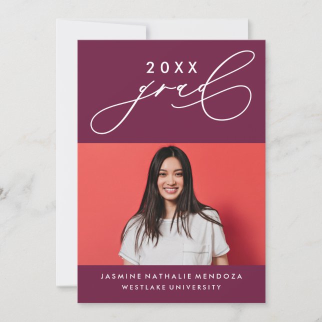 BOLD WHIMSICAL CALLIGRAPHY GRADUATION INVITATION (Front)