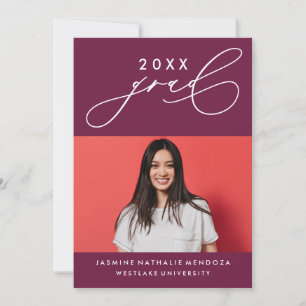 BOLD WHIMSICAL CALLIGRAPHY GRADUATION INVITATION