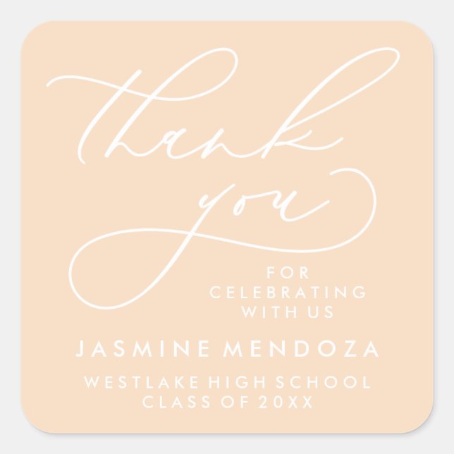BOLD WHIMSICAL CALLIGRAPHY THANK YOU STICKER (Front)
