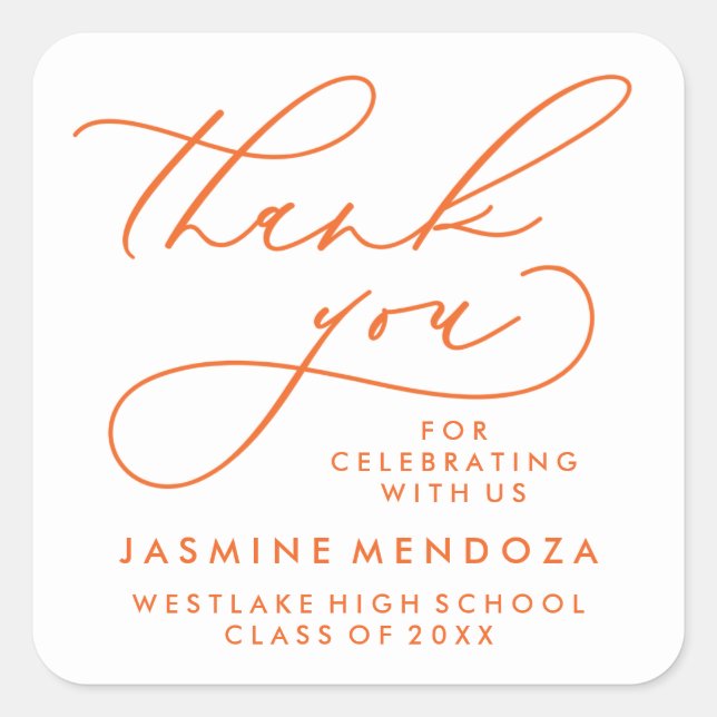 BOLD WHIMSICAL CALLIGRAPHY THANK YOU STICKER (Front)