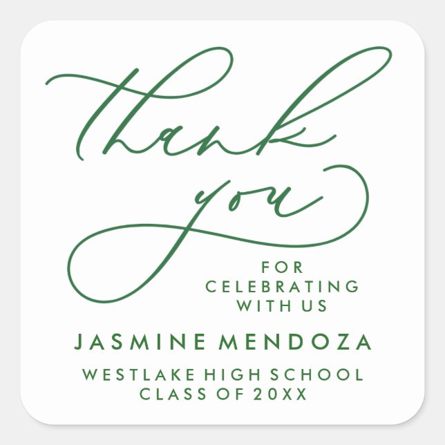 BOLD WHIMSICAL CALLIGRAPHY THANK YOU STICKER (Front)