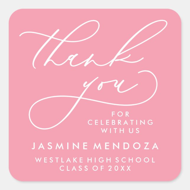 BOLD WHIMSICAL CALLIGRAPHY THANK YOU STICKER (Front)
