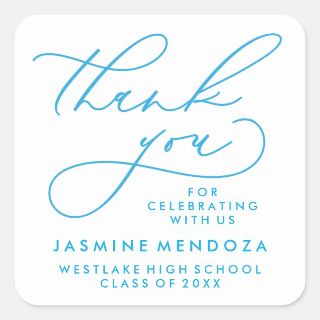 BOLD WHIMSICAL CALLIGRAPHY THANK YOU STICKER (Front)