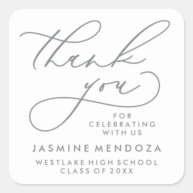 BOLD WHIMSICAL CALLIGRAPHY THANK YOU STICKER (Front)