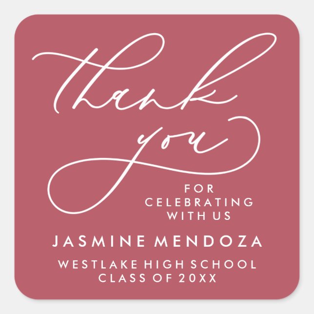 BOLD WHIMSICAL CALLIGRAPHY THANK YOU STICKER (Front)
