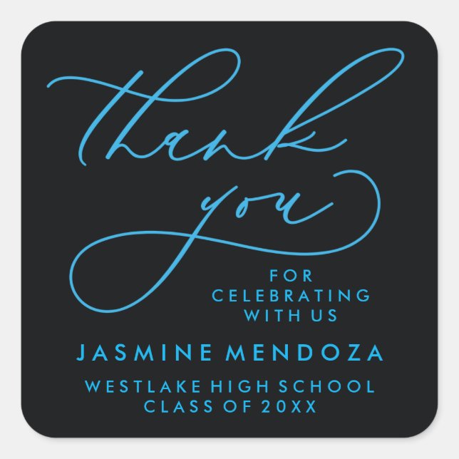 BOLD WHIMSICAL CALLIGRAPHY THANK YOU STICKER (Front)