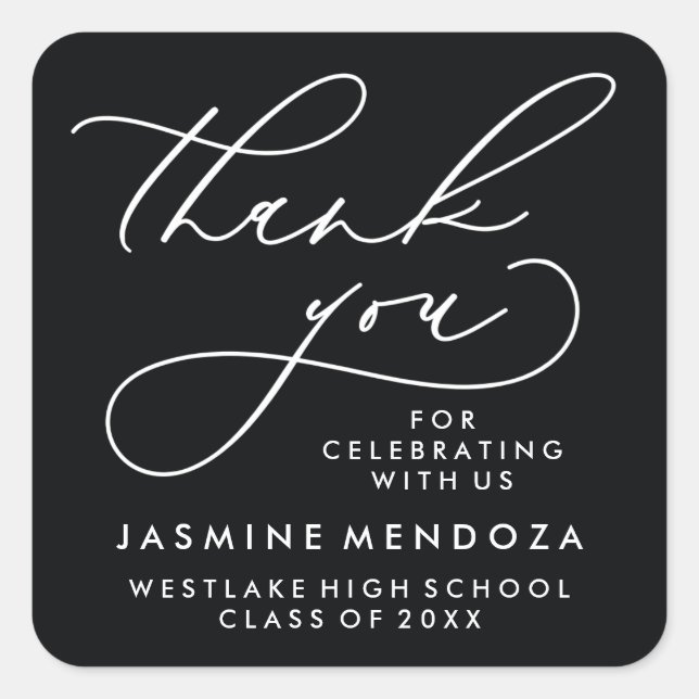BOLD WHIMSICAL CALLIGRAPHY THANK YOU STICKER (Front)