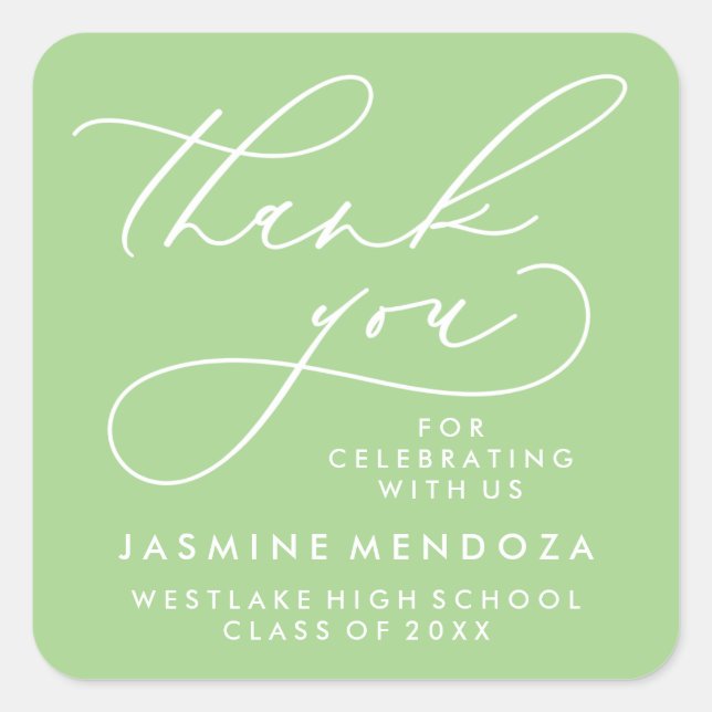 BOLD WHIMSICAL CALLIGRAPHY THANK YOU STICKER (Front)
