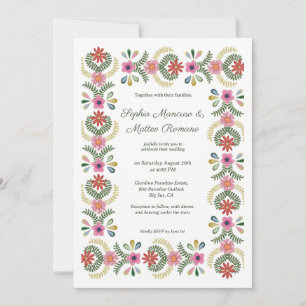 Bold Whimsical Floral Wedding Invitation