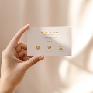Bold white and gold social media business card