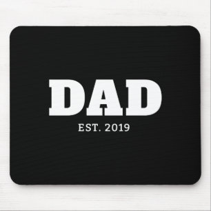 Bold White Black Text Est Year Dad T Shirt Mouse Pad