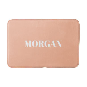 Bold White Name on Peach Background Bath Mat