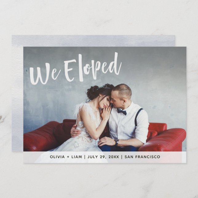 Bold White Writing | We Eloped Photo Announcement (Front/Back)