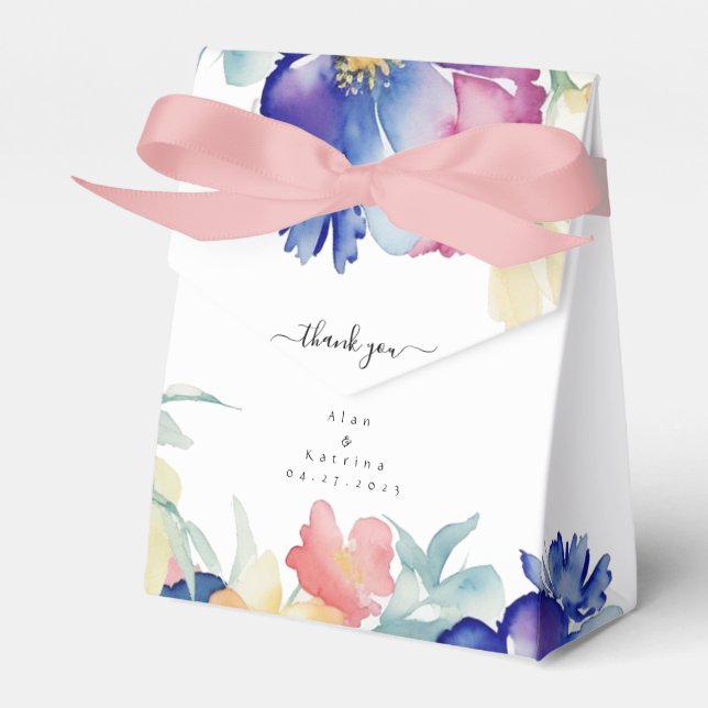 Bold Wildflower Boho Floral Wedding Tent Favour Bo Box (Front Side)