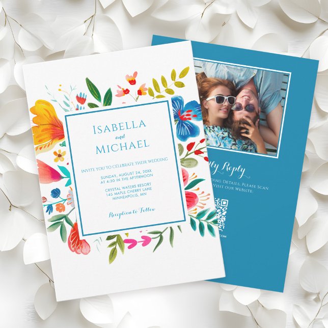 Bold Wildflower Watercolor Wedding Invitation (Creator Uploaded)