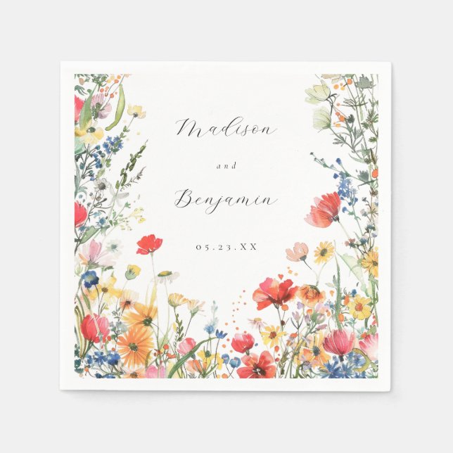 Bold Wildflower Wedding Napkin (Front)