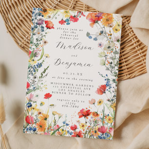 Bold Wildflower Wedding Rehearsal Dinner Invitation