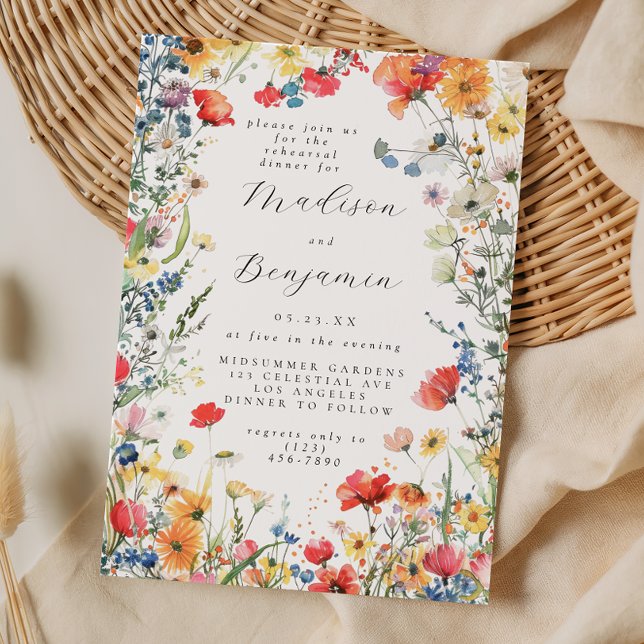Bold Wildflower Wedding Rehearsal Dinner Invitation (Creator Uploaded)