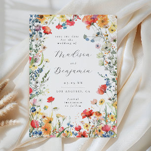 Bold Wildflower Wedding Save the Date Invitation