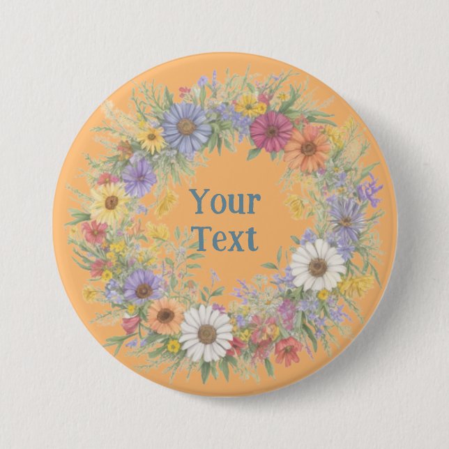 Bold Wildflower Wreath Lapel Statement Piece 7.5 Cm Round Badge (Front)