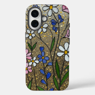 Bold Wildflowers Stained Glass Effect iPhone 16 Case