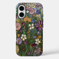 Bold Wildflowers Stained Glass Effect