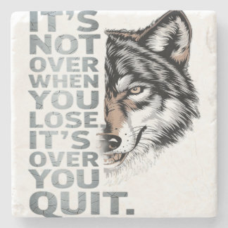 Bold Wolf Motivational Design: Perseverance  Stone Coaster