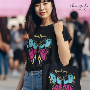 Bold Woman Personalized Name Rustic Butterfly T-Shirt