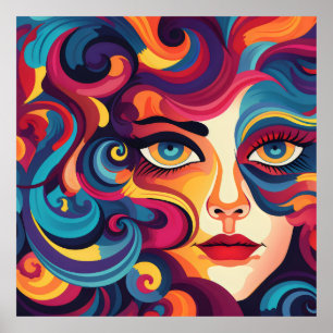 Bold Woman Whirling Expressions and Feelings Poster
