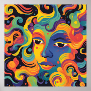 Bold Woman Whirling Expressions and Feelings Poster