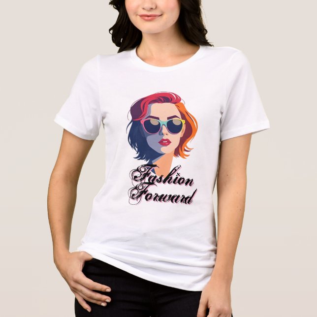 Bold Woman with Colourful Sunglasses Tri-Blend Shirt (Front)