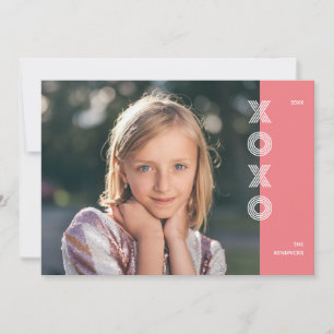 Bold XOXO Valentine's Day Photo Card - Bubblegum