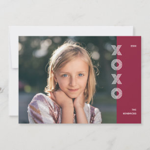 Bold XOXO Valentine's Day Photo Card - Cranberry