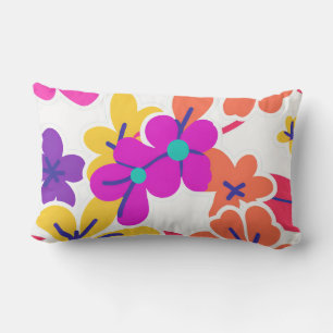Bold Y2K Wildflower Vibrant Colours for Spring Lumbar Cushion