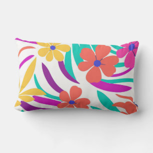 Bold Y2K Wildflower Vibrant Colours for Spring Lumbar Cushion