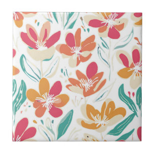 Bold Y2K Wildflower Vibrant Spring Decor Tile