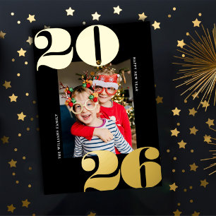 Bold Year New Year Holiday Photo Gold Foil Card