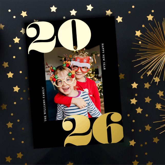 Bold Year New Year Holiday Photo Gold Foil Card (Creator Uploaded)