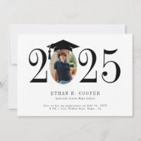 Bold Year Photo Modern Graduation Announcement 