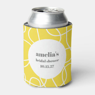 Bold Yellow Abstract Line Art Custom Bridal Shower Can Cooler