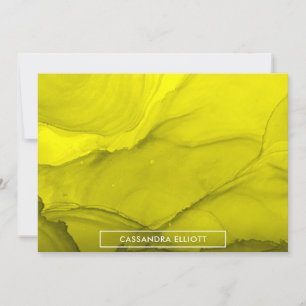 Bold Yellow Alcohol Ink Liquid Abstract Thank You Card