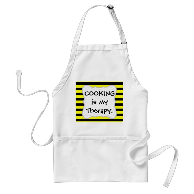 Bold Yellow and Black Bumble Bee Striped Pattern Standard Apron (Front)