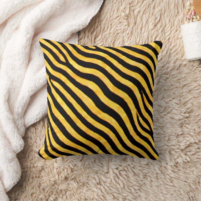 Bold Yellow and Black waves pattern Cushion (Blanket)